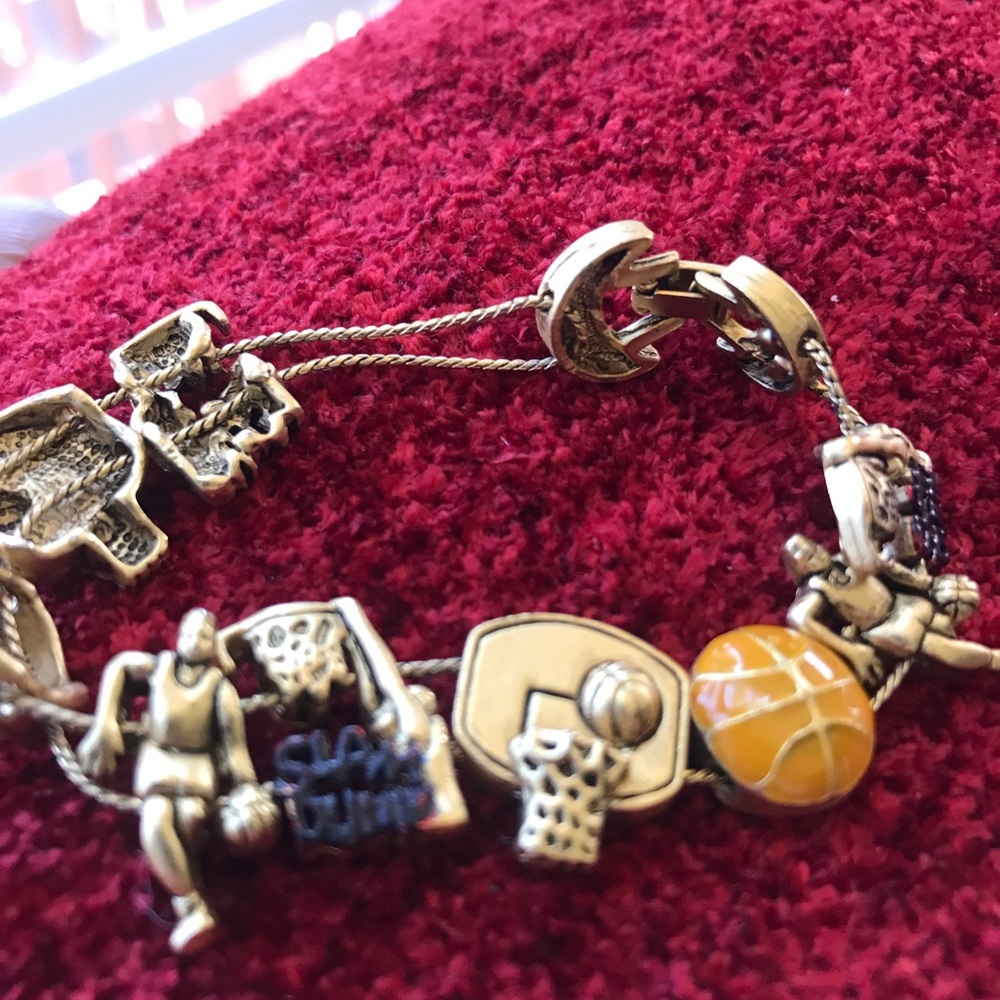 Antique basketball themed charm bracelet